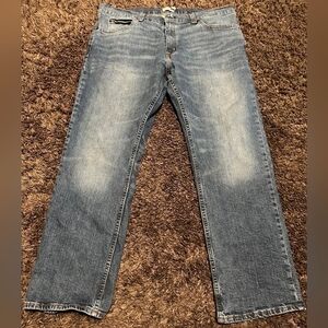 True Craft Medium Wash Distressed Men's Straight Leg Denim Jean Sz. 38x30